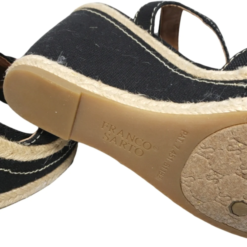 Franco Sarto Allison Black Espadrille Wedge Sandals Women's Size 8.5